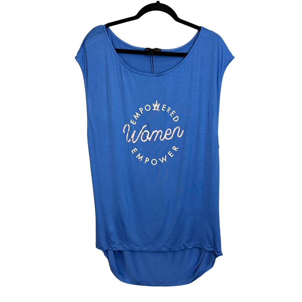 Lala Anthony Empowered Women Empower Top Womens XL Blue Graphic High Low NWT